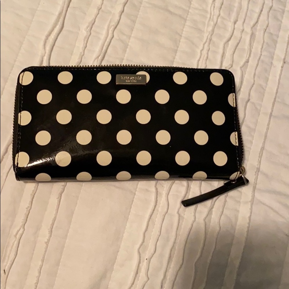 Black and cream polka dot wallet Kate spade